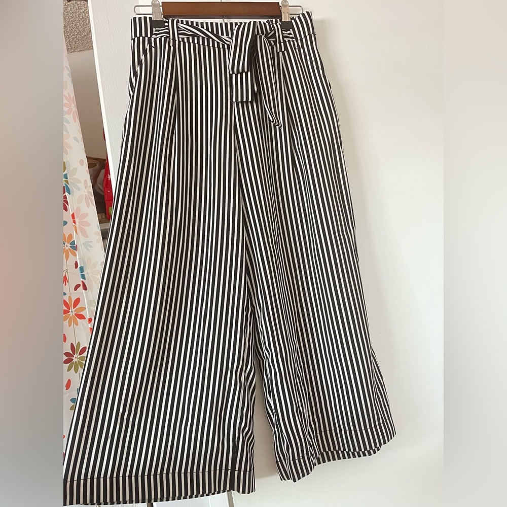 Zara Wide-Leg Black and White Striped Jumpsuit